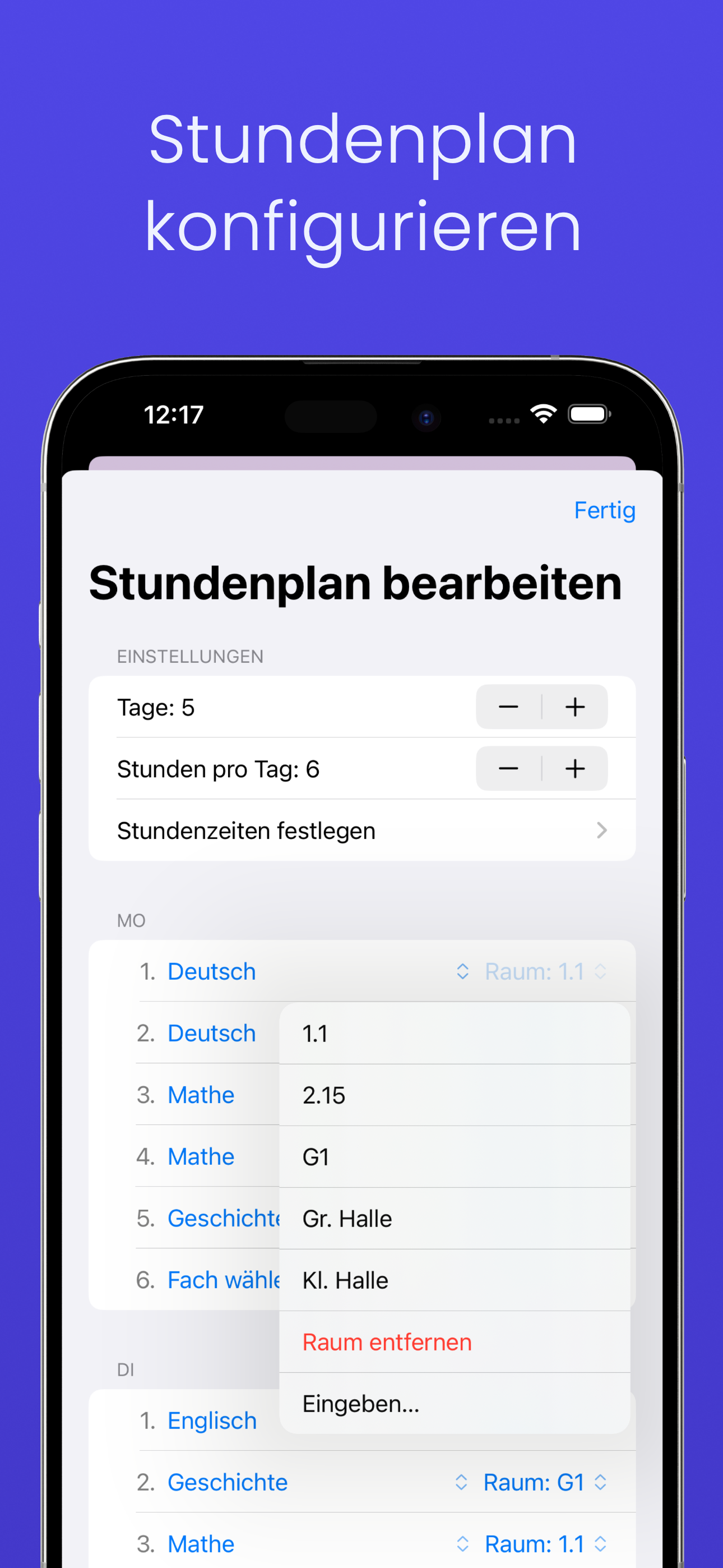 Stundenplan bearbeiten (iPhone)