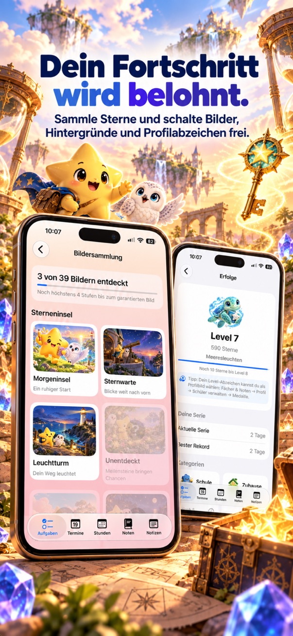 Schul Star mit Erfolgen und Bildern auf dem iPhone